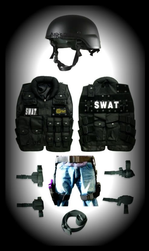 Tomb Raider Swat Police Airsoft Military Costume w/ Vest Helmet Leg 