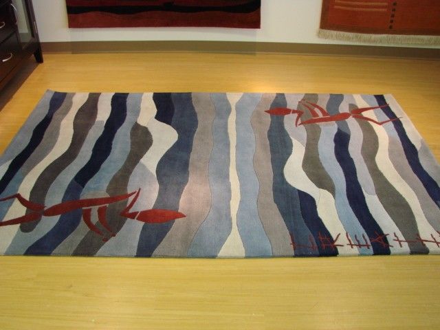 BOLD STRIPE CONTEMPORARY HAND CRAFTED TIBETAN RUG 6X9  