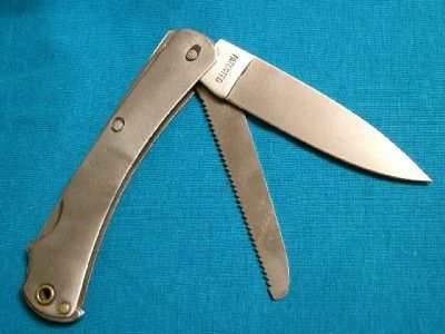   WESTERN USA PATENTED DBL LOCKBACK FOLDING HUNTER BOWIE KNIFE SAW OLD