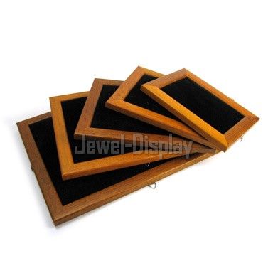 Wooden Wall Mount Black Velvet Jewellery Holder 28x23cm  