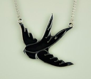 BLACK DOVE NECKLACE TATTOO INK BIRD KAT VON D ROCKABILL  