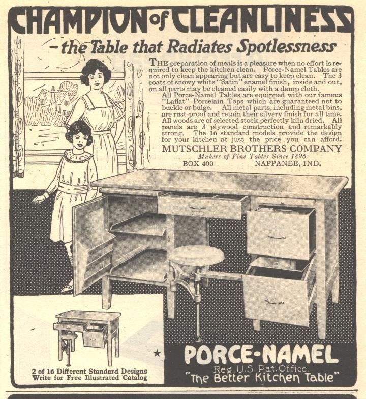 1923 ad f porce namel kitchen table mutschler  