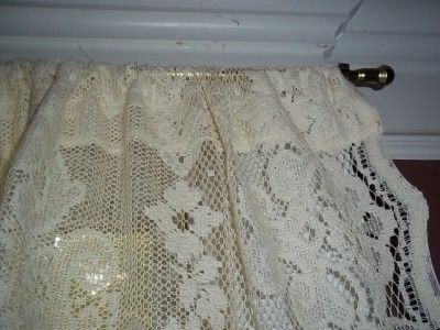 IVORY CREME LACE CURTAIN TIER VALANCE FLORAL DESIGN WINDOW 62 X 20 