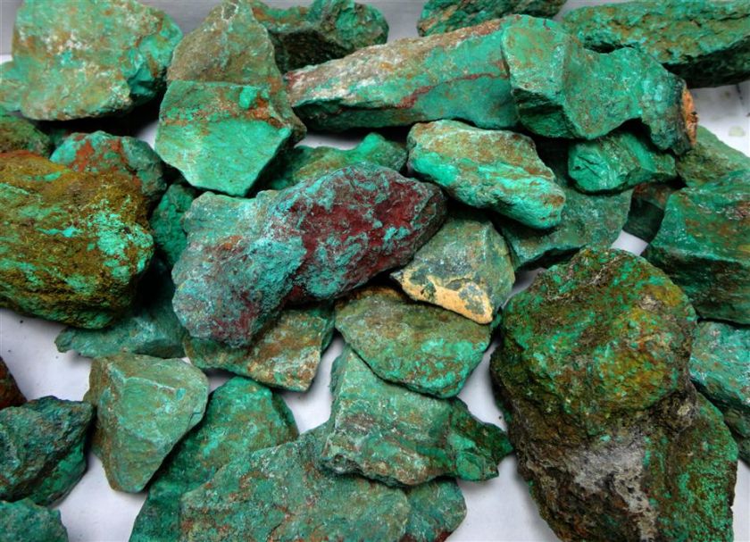 2lb Lot of MALACHITE Rough & CHRYSOCOLLA Rough for Cabochon & Cabbing 