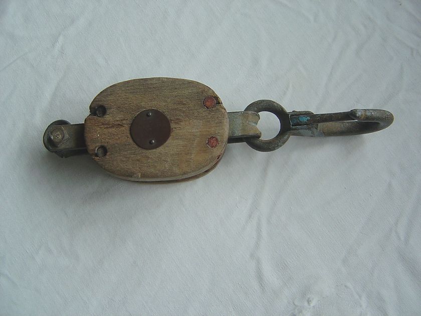 VTG Wood Boat Block Tackle Pulley farm, barn, ship TOOL  