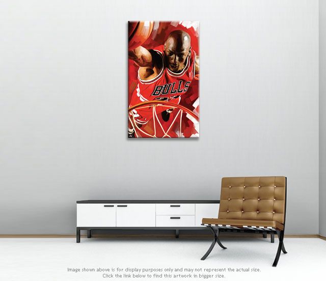 MICHAEL JORDAN NBA basketball CANVAS PAINTING 30 x 18  