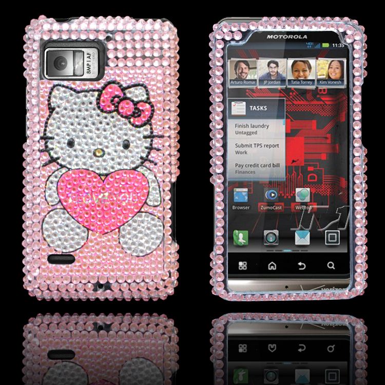 Bling Diamond Love Kitty Full Hard Case Cover For Motorola Droid 