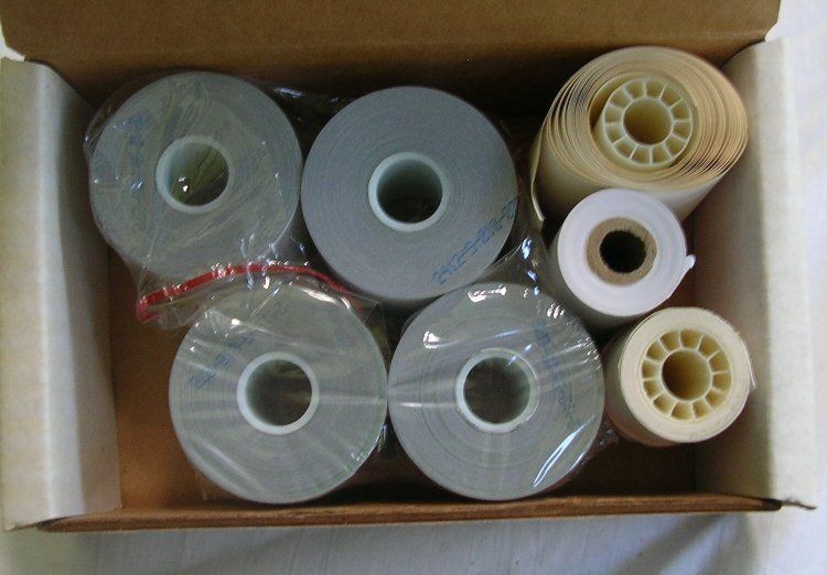 Box Of Full and Partial Rolls Adding Machine Tape  