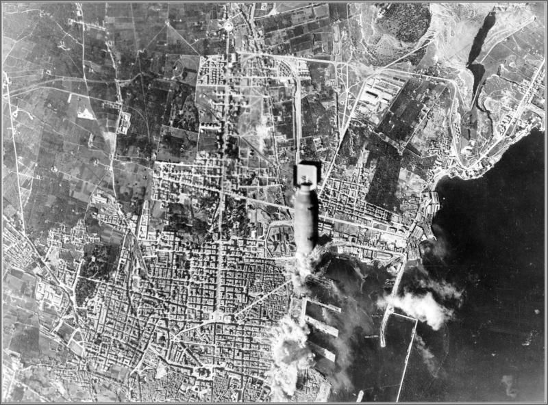 Photo B 17s Drop Bombs Over Palermo, Sicily, WWII  