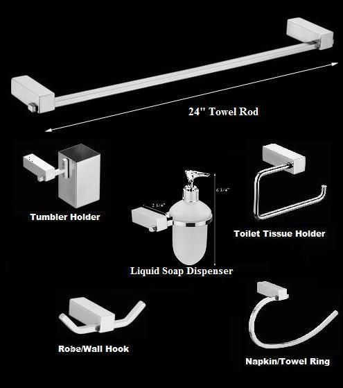   ACCESSORY SETS   Toilet Paper Holders, Wall Hooks, 24 Towel Rod