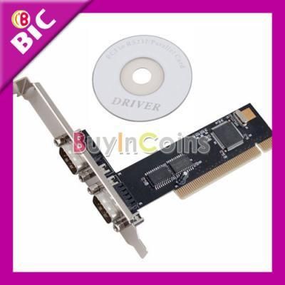 Dual 2 DB9 9 Pin RS 232 RS232 Serial Port to PCI I/O Controller Card 