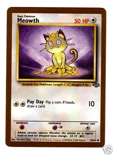 Pokemon Card GOLD BORDERED MEOWTH 56/64 PROMO RARE  