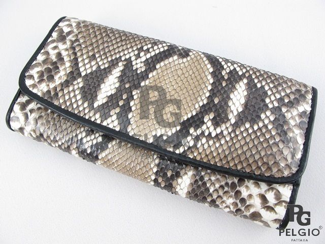 PELGIO New Genuine Python Snake Skin Leather Trifold Clutch Wallet 