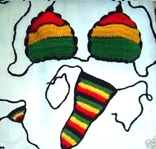 CROCHET THONG BIKINI IN RASTA OR OTHER COLORS xs s m  