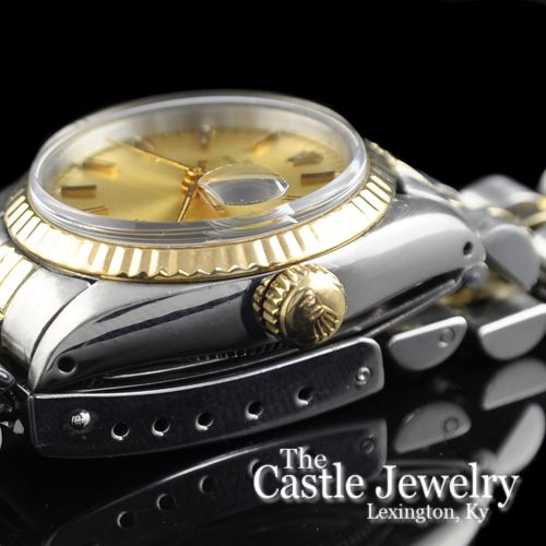 LDS 14K SS ROLEX DATE GOLD DIAL JUBILEE BRACELET 6917  