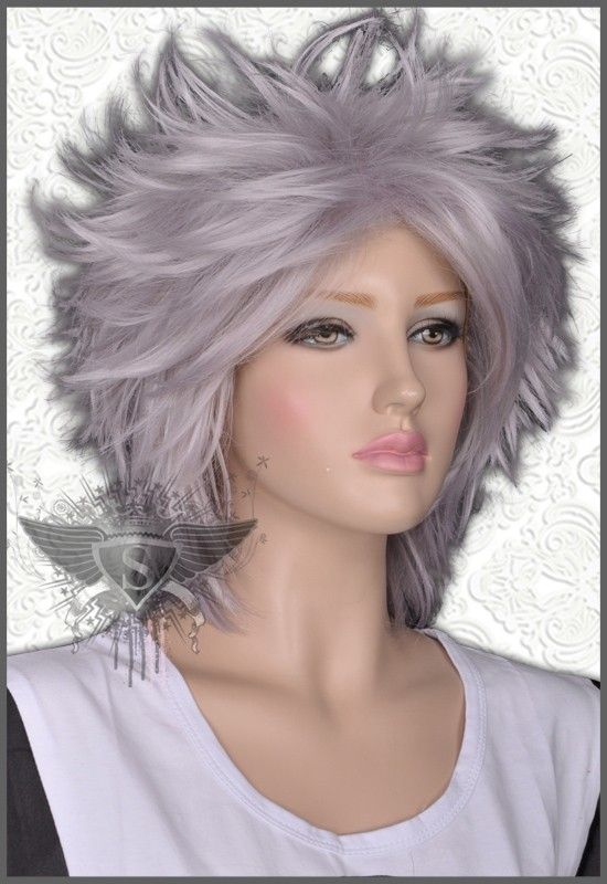 GW344 Silvery Short Straight Cosplay Punk Rock wig  