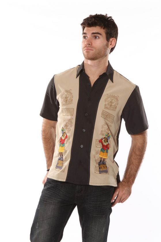 Rock House Retro Cigar Store Indian Button Front Cigar Shirt  