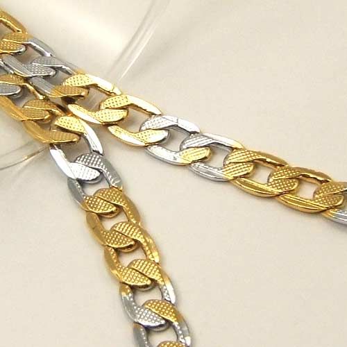 CHIC CHAIN 18K YELLOW/WHITE GOLD GEP SOLID GP NECKLACE  