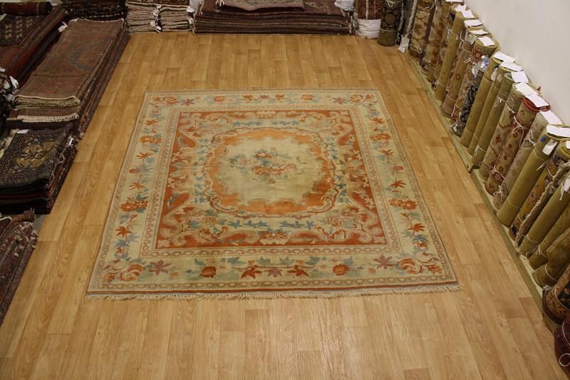 RARE FLORAL SQUARE 9X9 OUSHAK TURKISH ORIENTAL AREA RUG WOOL CARPET 