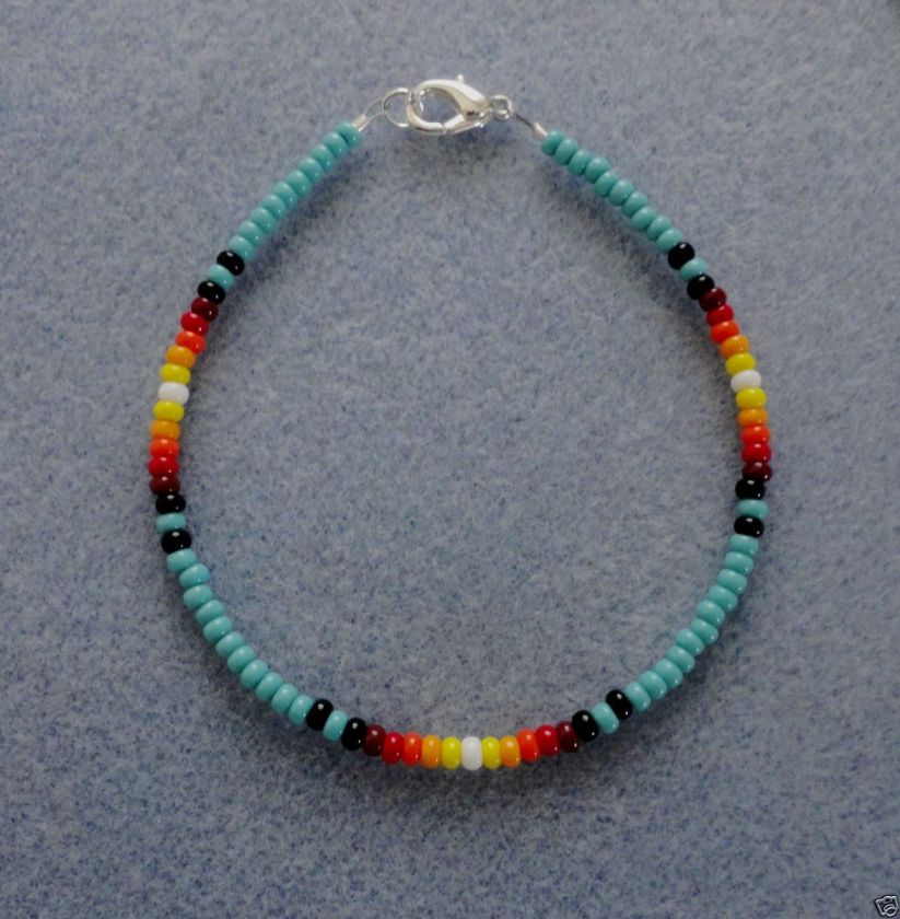 Turquoise Sunburst Beaded Bracelet ~ Native American Made ~ All Sizes 