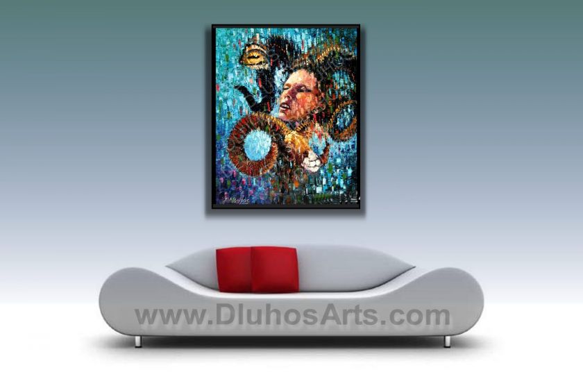 MODERN Palette Knife ARIES ZODIAC RAM SURREALISM ORIGINAL Oil Painting 