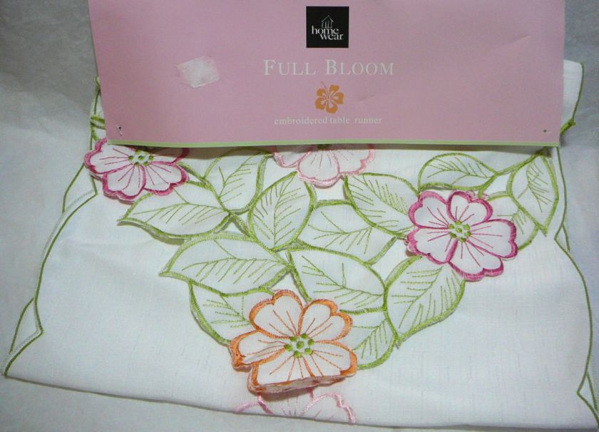 New Sam Heydaya Table Runner Embroidered Full Bloom 72  