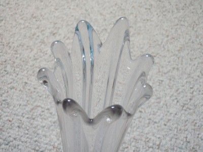 Vintage Clear Glass Vase 14 Tall Flower Floral Art Blown  