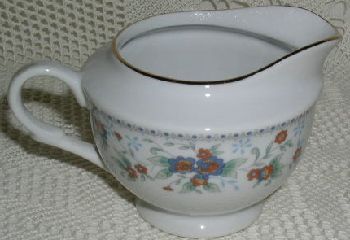 Favolina China Made in Poland Creamer Blue Trim Flowers  