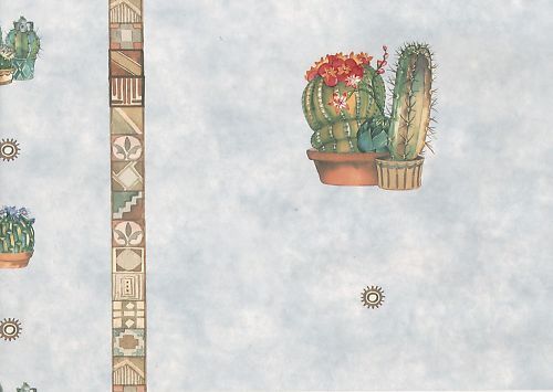 WALLPAPER CACTUS IN POTS, INDIAN PRINT  