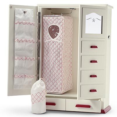   GIRL Doll Molly Chifforobe, Doll Trunk Armoire Wardrobe  