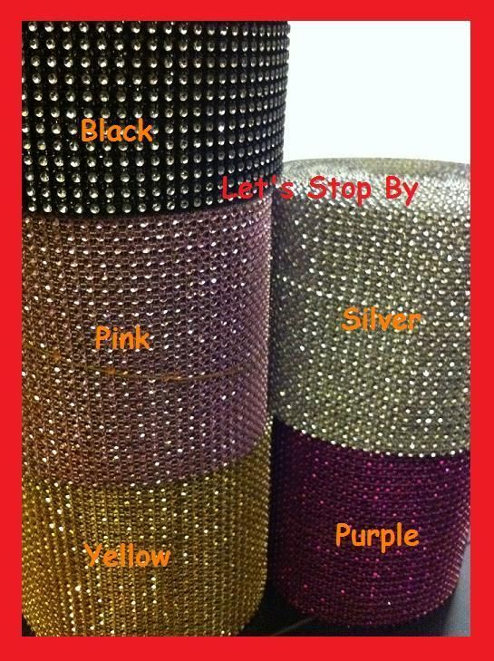   Rhinestone Ribbon Bling Wraps Wedding Decorations Supplies   5 Colors