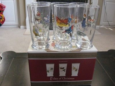 WILLIAMS SONOMA 12 DAYS OF CHRISTMAS GLASSES~HTF~NIB~  