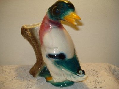 Royal Copley Mallard & Stump Planter/Vase  